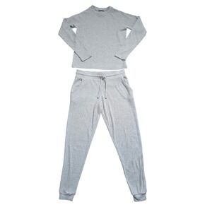 Hammacher Schlemmer 2 Piece Lounge Set Pajamas Women Small Ribbed Fleece Cozy